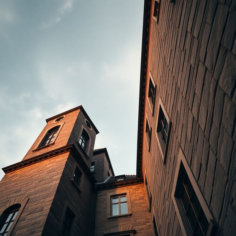 Detaliu arhitectural al unei fațade istorice din Brașov, în tonuri charcoal și aur